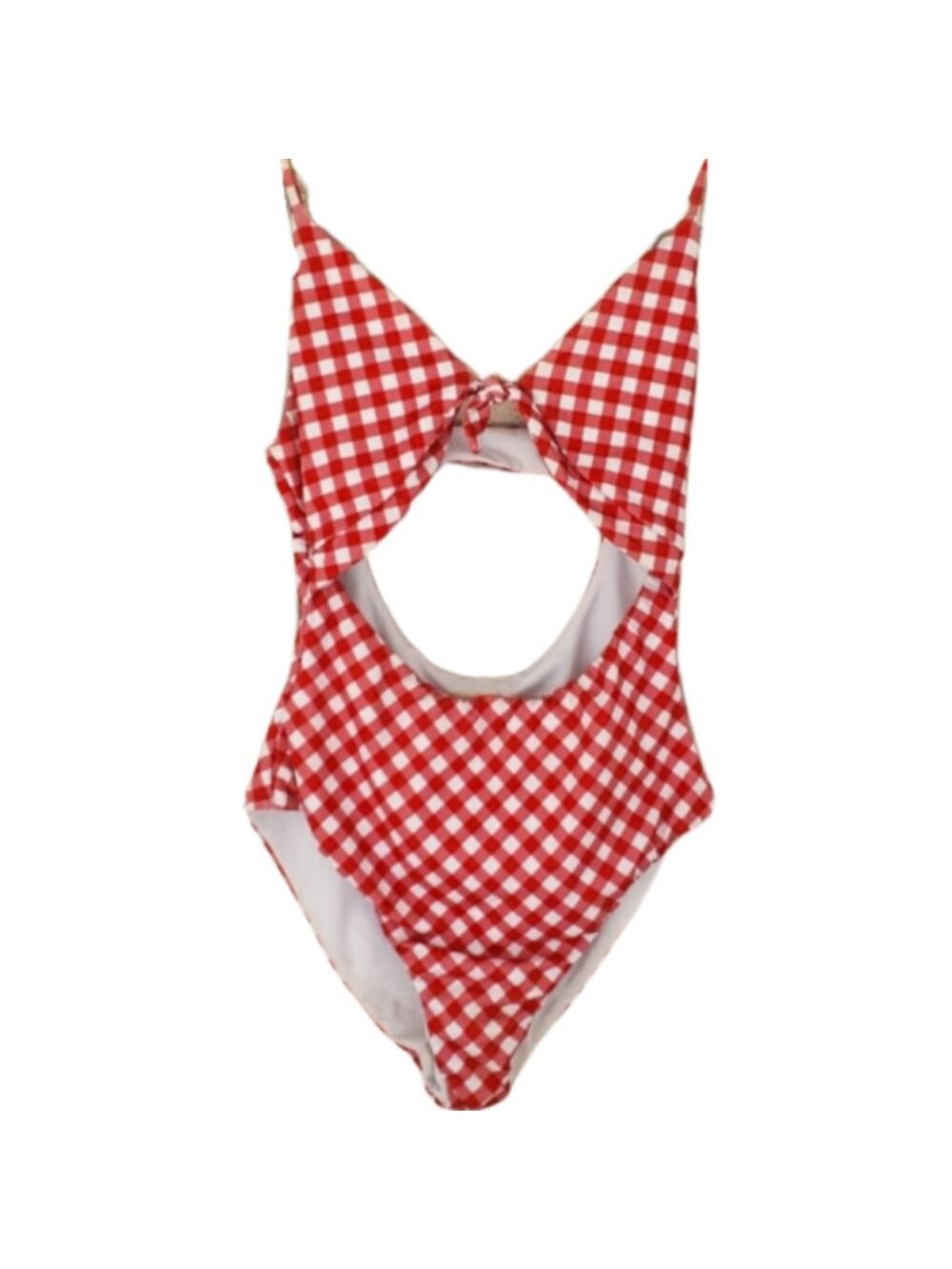Chaser Tie Front Monokini One Piece Swimsuit - Red Size M